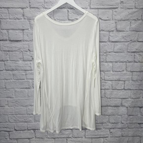 Soft Surroundings Tunic Top Size XL White V-Neck Hi-Lo Hem Long Sleeve Boho - Picture 5 of 6